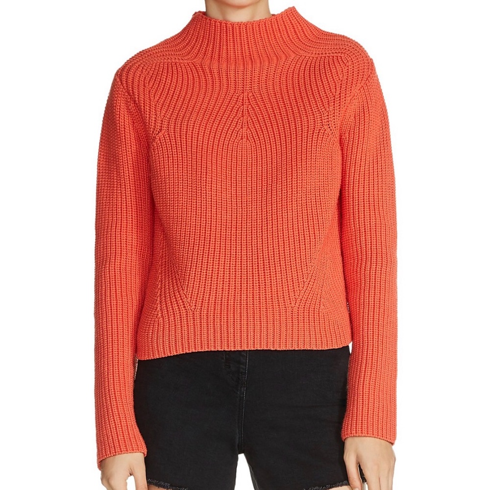 Maje Metal Mock Neck Sweater Orange